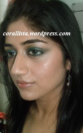 turquoise eye makeup. and green eyemakeup with